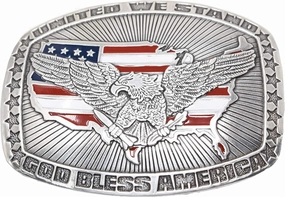 M&F Western United We Stand American Flag Western Belt Buckle texture-rose-gold  