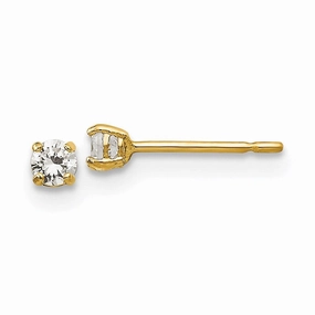 Madi K Kid's 14k  2.5mm Round CZ Basket Set Stud Earrings suit-set  