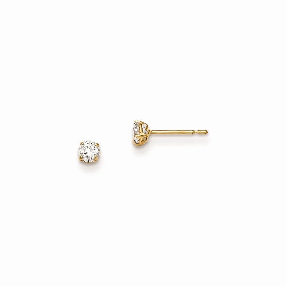 Madi K Kid's 14k  3mm Round CZ Basket Set Stud Earrings suit-set  