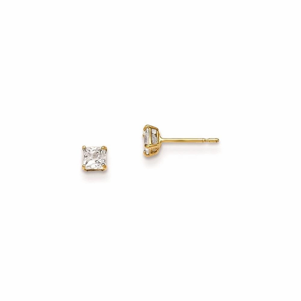Madi K Kid's 14k  3mm Square CZ Basket Set Stud Earrings suit-set  
