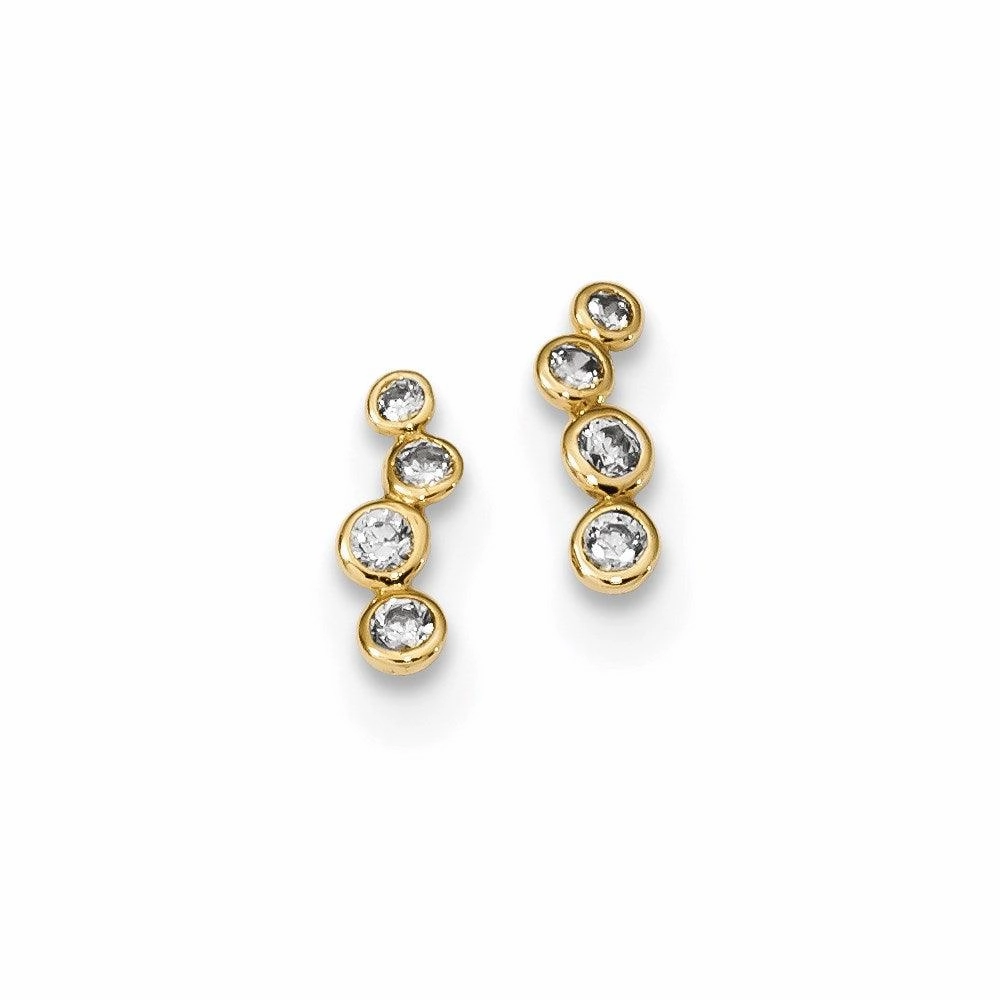 Madi K Kid's 14k  4-CZ Bezel Set Post Earrings suit-set  