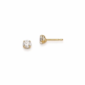 Madi K Kid's 14k  4mm Round CZ Basket Set Stud Earrings suit-set  