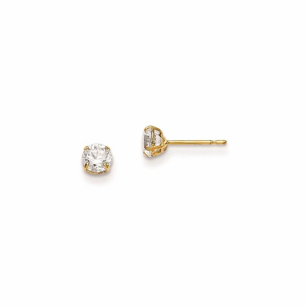Madi K Kid's 14k  4mm Round CZ Basket Set Stud Earrings suit-set  