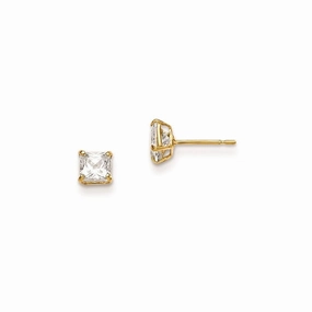 Madi K Kid's 14k  4mm Square CZ Basket Set Stud Earrings suit-set  