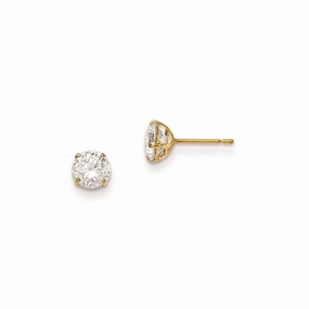 Madi K Kid's 14k  5mm Round CZ Basket Set Stud Earrings suit-set  