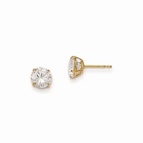 Madi K Kid's 14k  6mm Round CZ Basket Set Stud Earrings suit-set  
