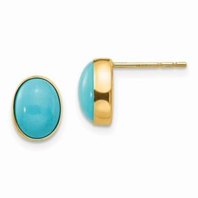 Madi K Kid's 14k  Bezel Set Oval Turquoise Post Earrings suit-set  