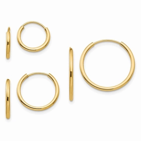 Madi K Kid's 14k  Polished Endless Hoop 3 Pair Earring Set suit-set  