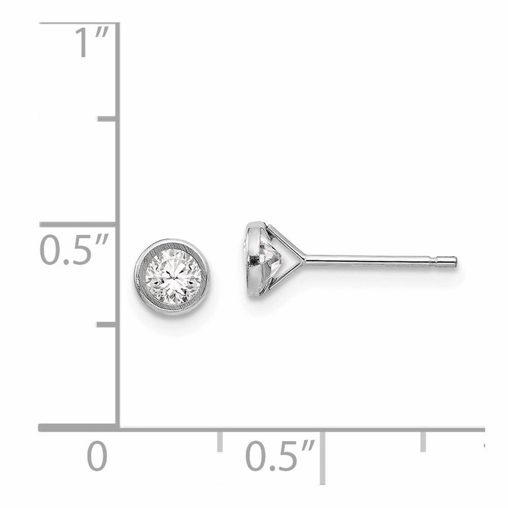 Madi K Kid's 14k White Gold  4mm Bezel Set CZ Post Earrings