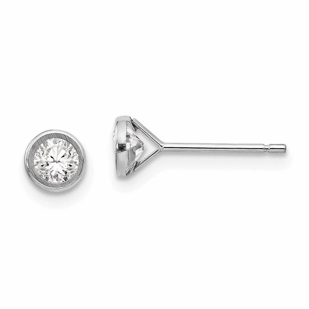 Madi K Kid's 14k White Gold  4mm Bezel Set CZ Post Earrings suit-set  