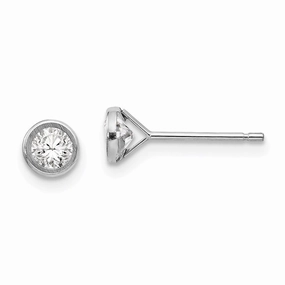 Madi K Kid's 14k White Gold  4mm Bezel Set CZ Post Earrings suit-set  