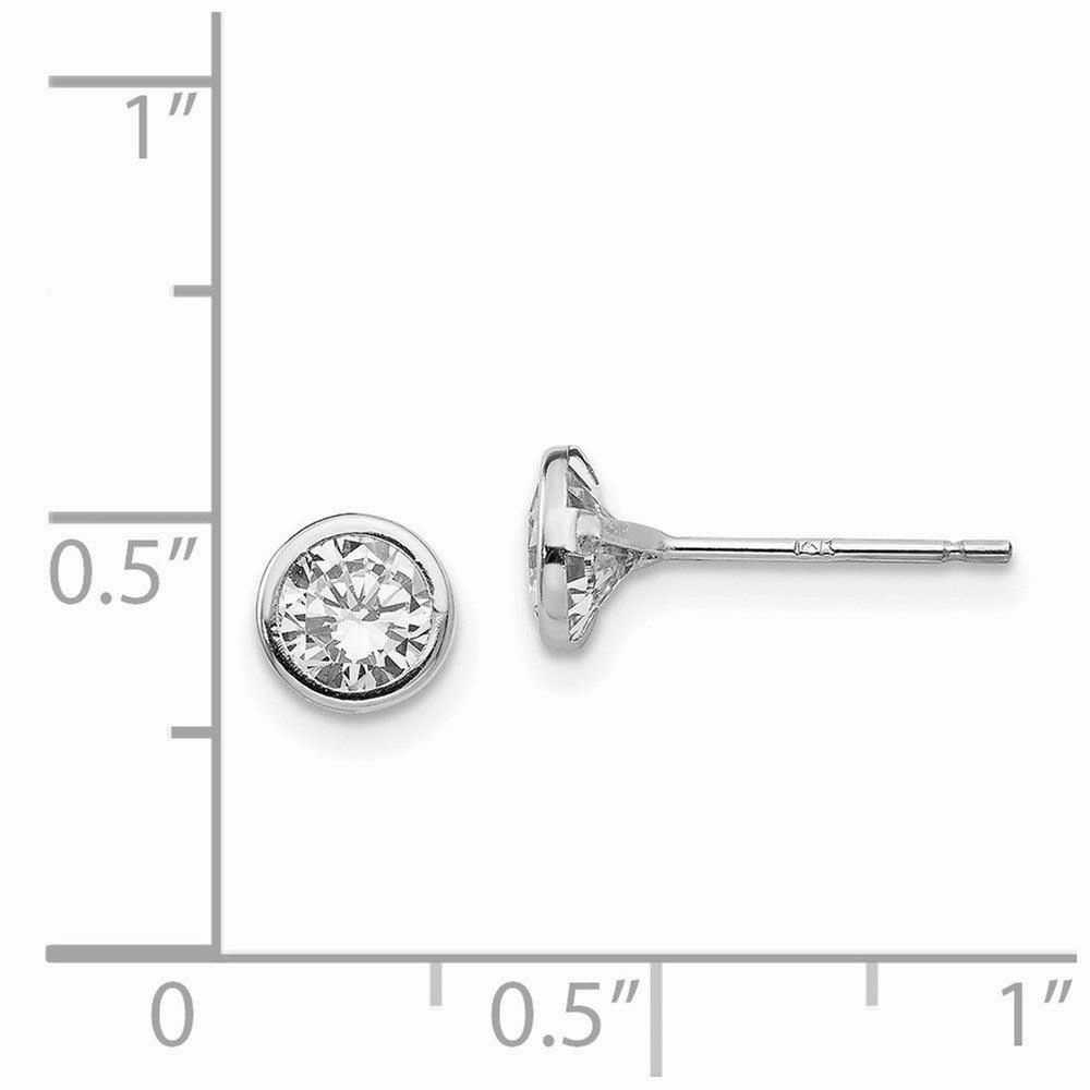 Madi K Kid's 14k White Gold  5mm Bezel Set CZ Post Earrings
