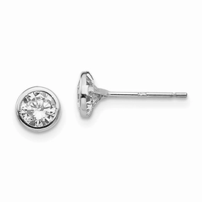 Madi K Kid's 14k White Gold  5mm Bezel Set CZ Post Earrings suit-set  