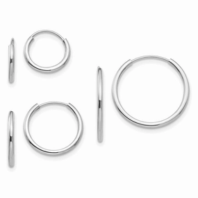 Madi K Kid's 14k White Gold  Endless Hoop 3 Pair Earring Set suit-set  