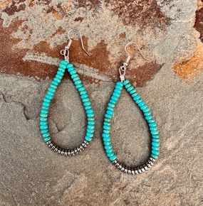 Magnesite Turquoise Teardrop Earrings texture-rose-gold  