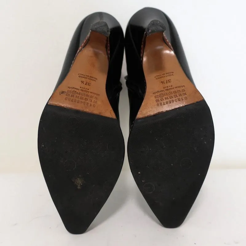 Maison Martin Margiela Spitze Knöchelstiefel Schwarzes Leder Größe 37.5