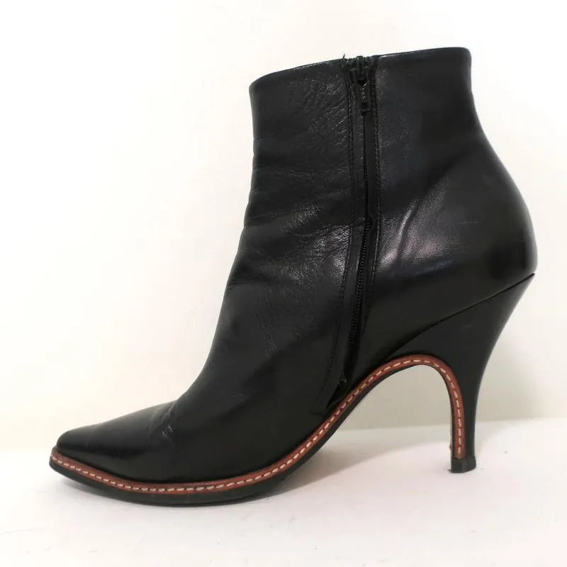 Maison Martin Margiela Spitze Knöchelstiefel Schwarzes Leder Größe 37.5