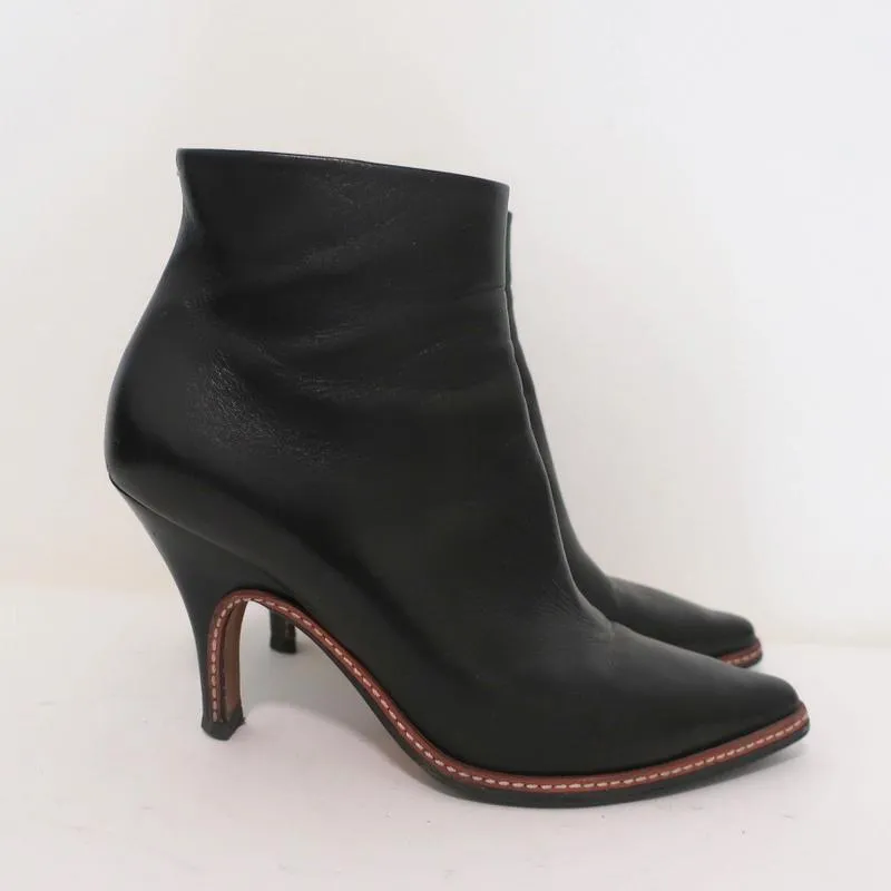 Maison Martin Margiela Spitze Knöchelstiefel Schwarzes Leder Größe 37.5