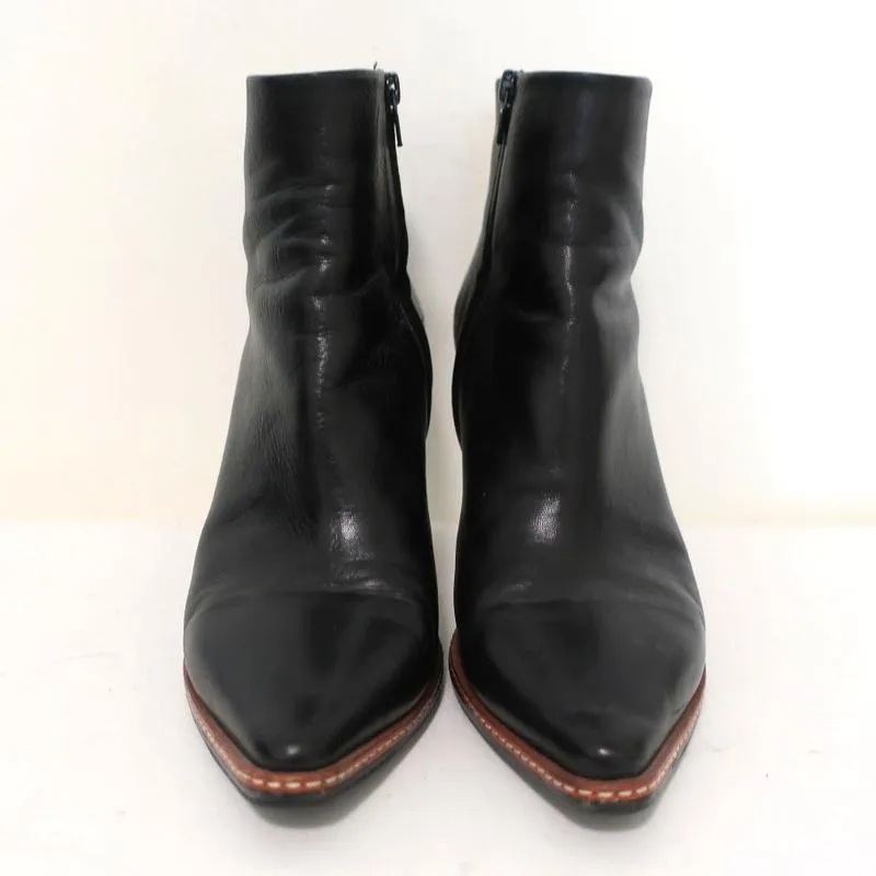 Maison Martin Margiela Spitze Knöchelstiefel Schwarzes Leder Größe 37.5