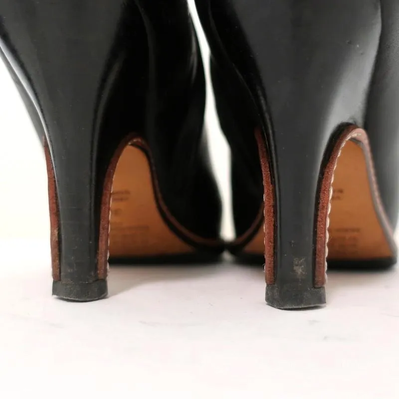 Maison Martin Margiela Spitze Knöchelstiefel Schwarzes Leder Größe 37.5