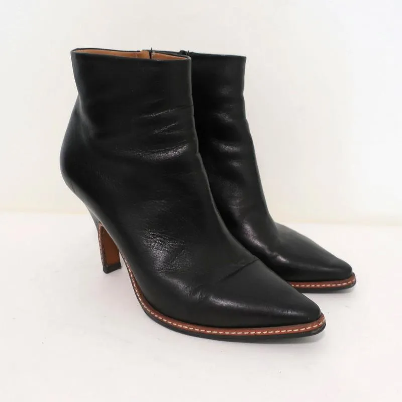 Maison Martin Margiela Spitze Knöchelstiefel Schwarzes Leder Größe 37.5