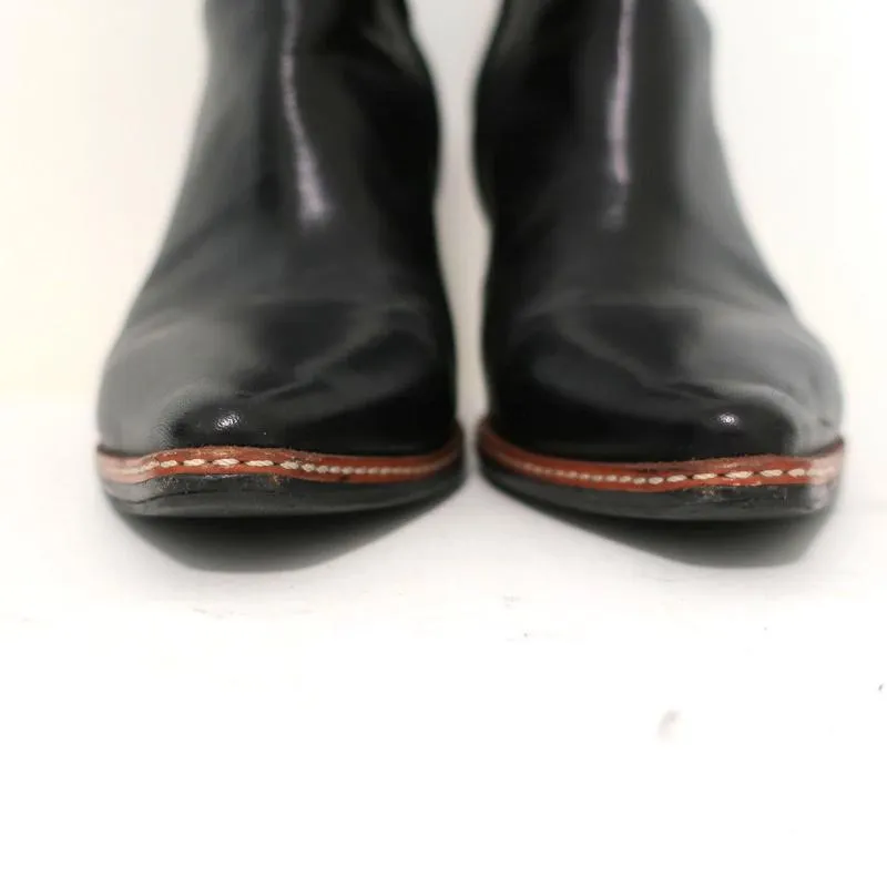 Maison Martin Margiela Spitze Knöchelstiefel Schwarzes Leder Größe 37.5