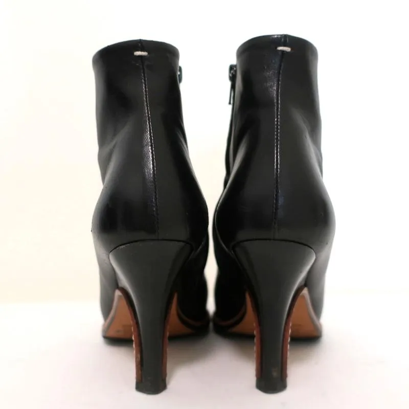 Maison Martin Margiela Spitze Knöchelstiefel Schwarzes Leder Größe 37.5