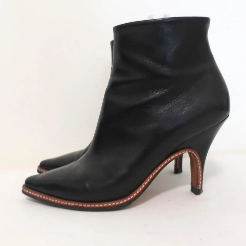 Maison Martin Margiela Spitze Knöchelstiefel Schwarzes Leder Größe 37.5