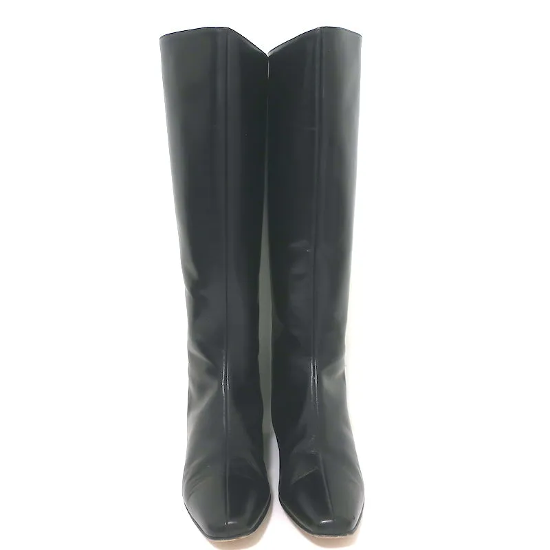 Manolo Blahnik Stiefeletten flach Schwarz Leder Größe 37