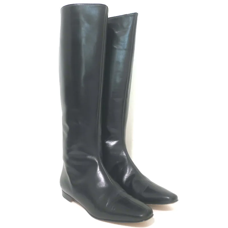 Manolo Blahnik Stiefeletten flach Schwarz Leder Größe 37