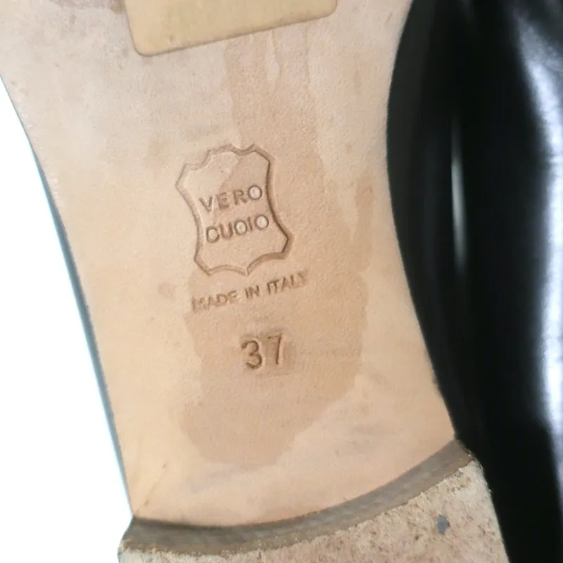 Manolo Blahnik Stiefeletten flach Schwarz Leder Größe 37