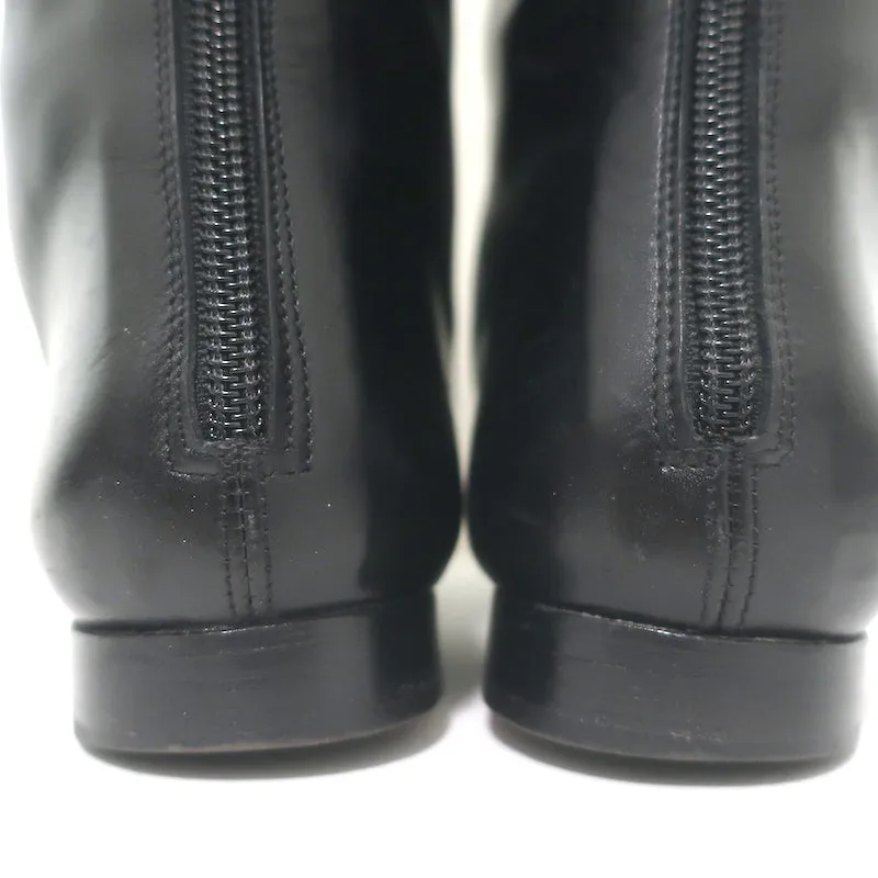 Manolo Blahnik Stiefeletten flach Schwarz Leder Größe 37