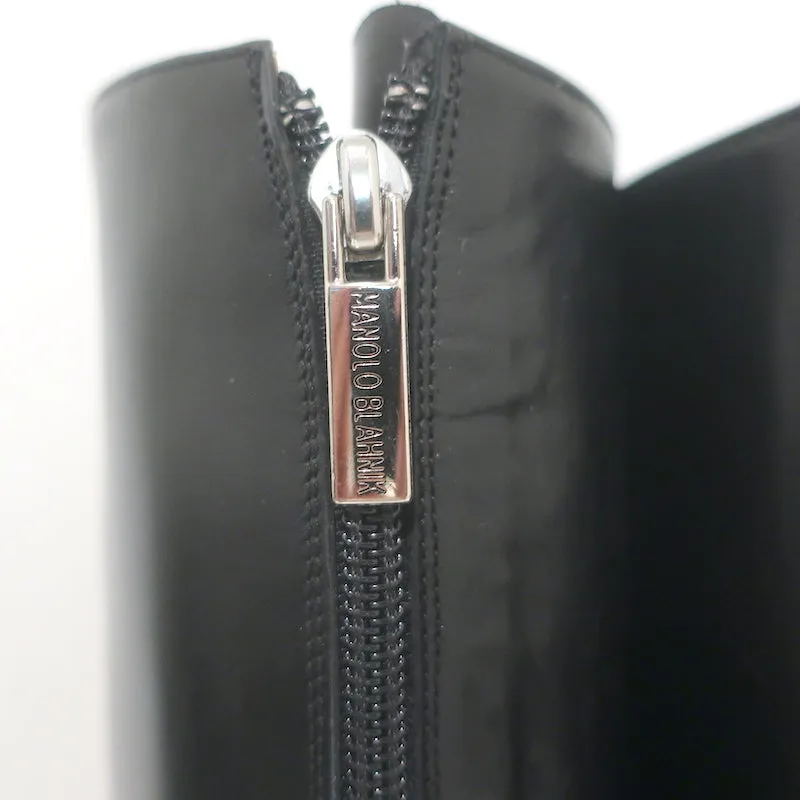 Manolo Blahnik Stiefeletten flach Schwarz Leder Größe 37