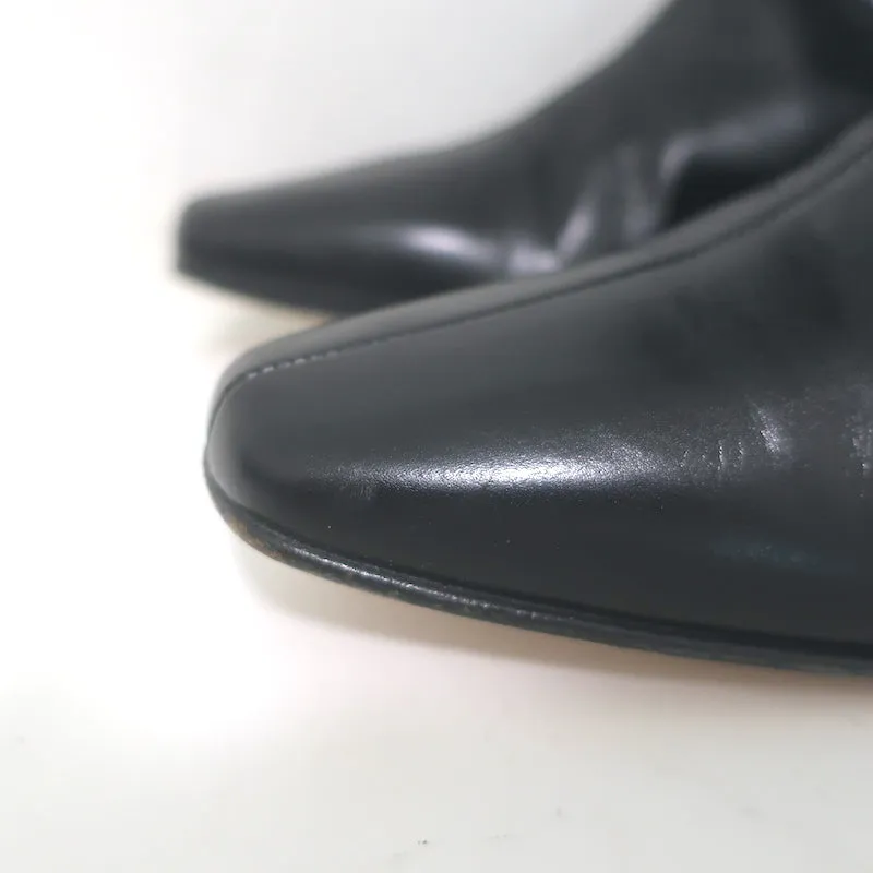 Manolo Blahnik Stiefeletten flach Schwarz Leder Größe 37