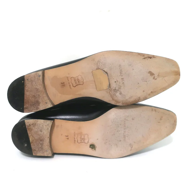 Manolo Blahnik Stiefeletten flach Schwarz Leder Größe 37