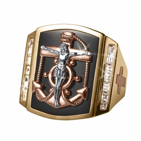 Mariner's Cross Onyx Men's Ring 