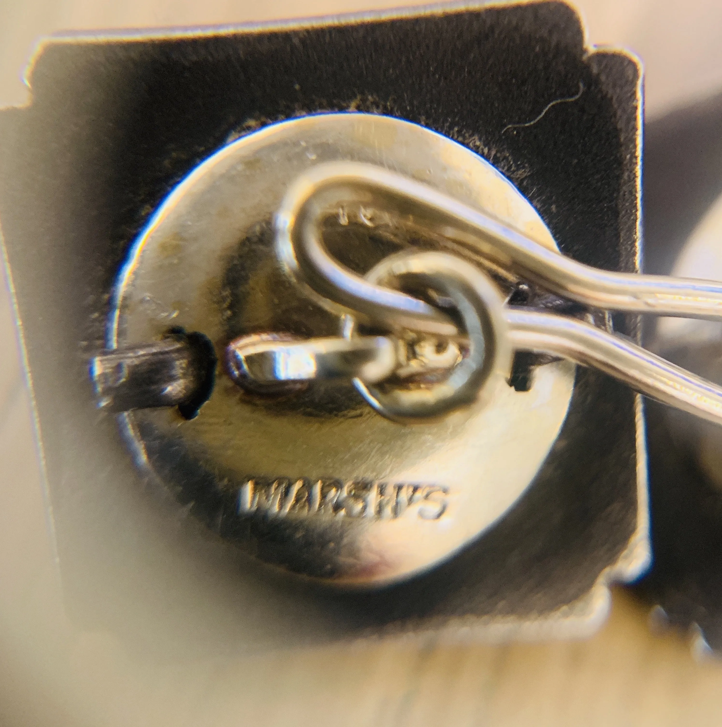 Marsh &amp; Co. Patinated Steel and Pearl Cuff Link and Dress Set