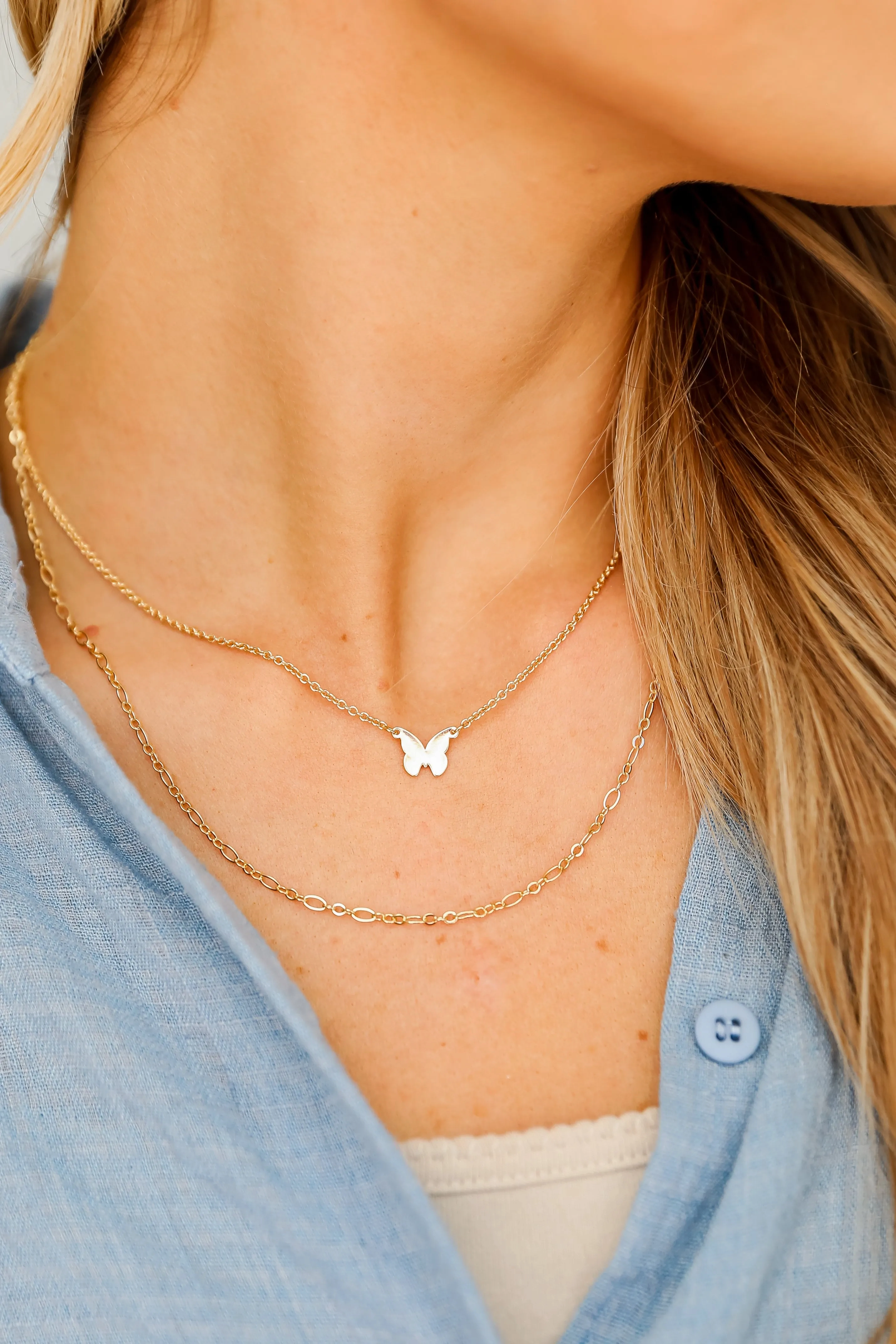 Mary Gold Butterfly Layered Necklace