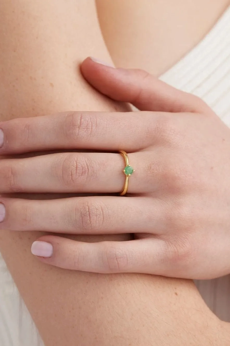 May Emerald Gold Birthstone Ring