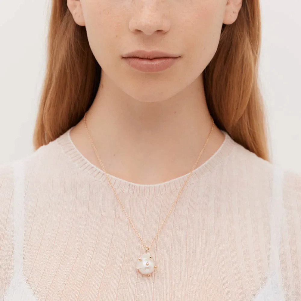Meadowlark Anemone Pearl Chain Necklace - Sterling Silver