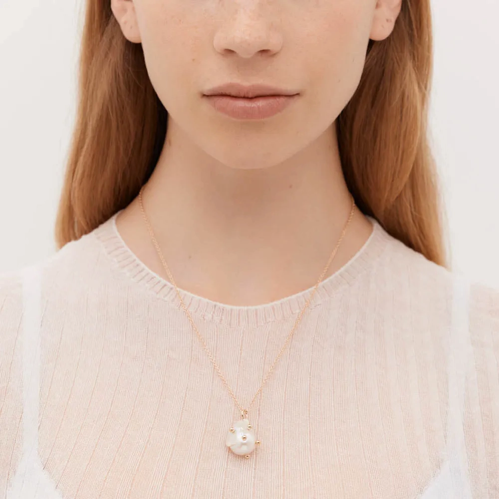 Meadowlark Anemone Pearl Chain Necklace - Sterling Silver