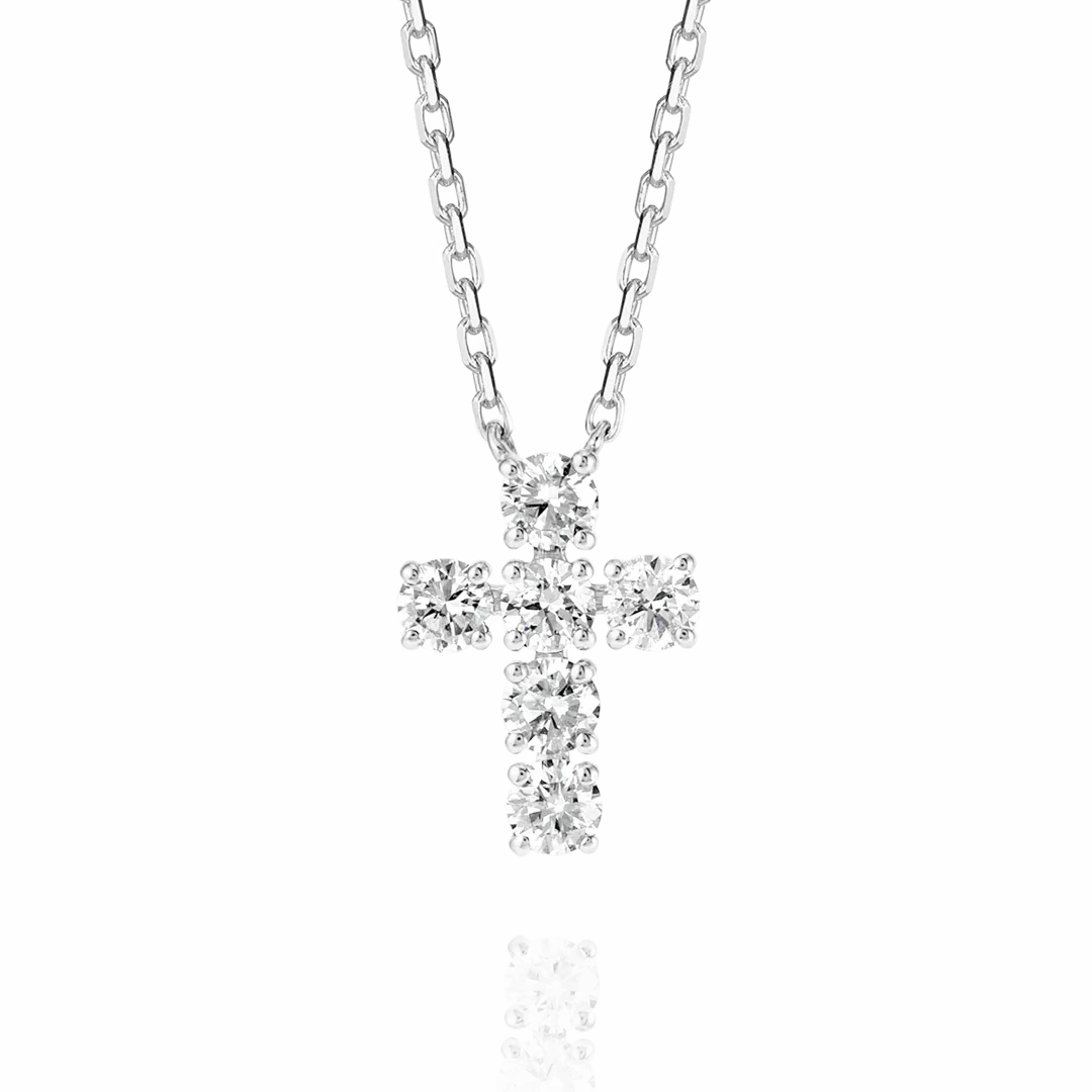 Medium Diamond Cross Pendant White Gold