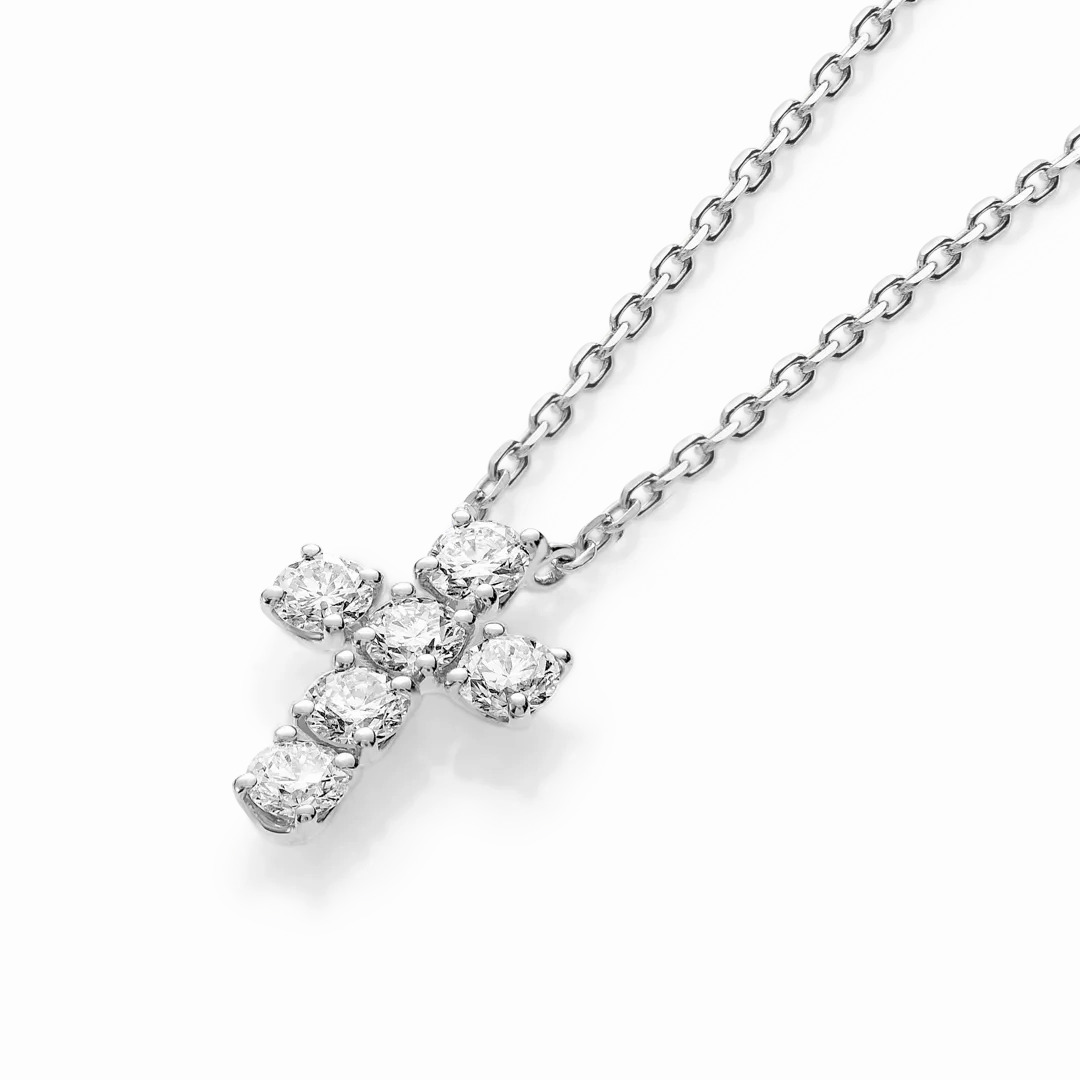 Medium Diamond Cross Pendant White Gold