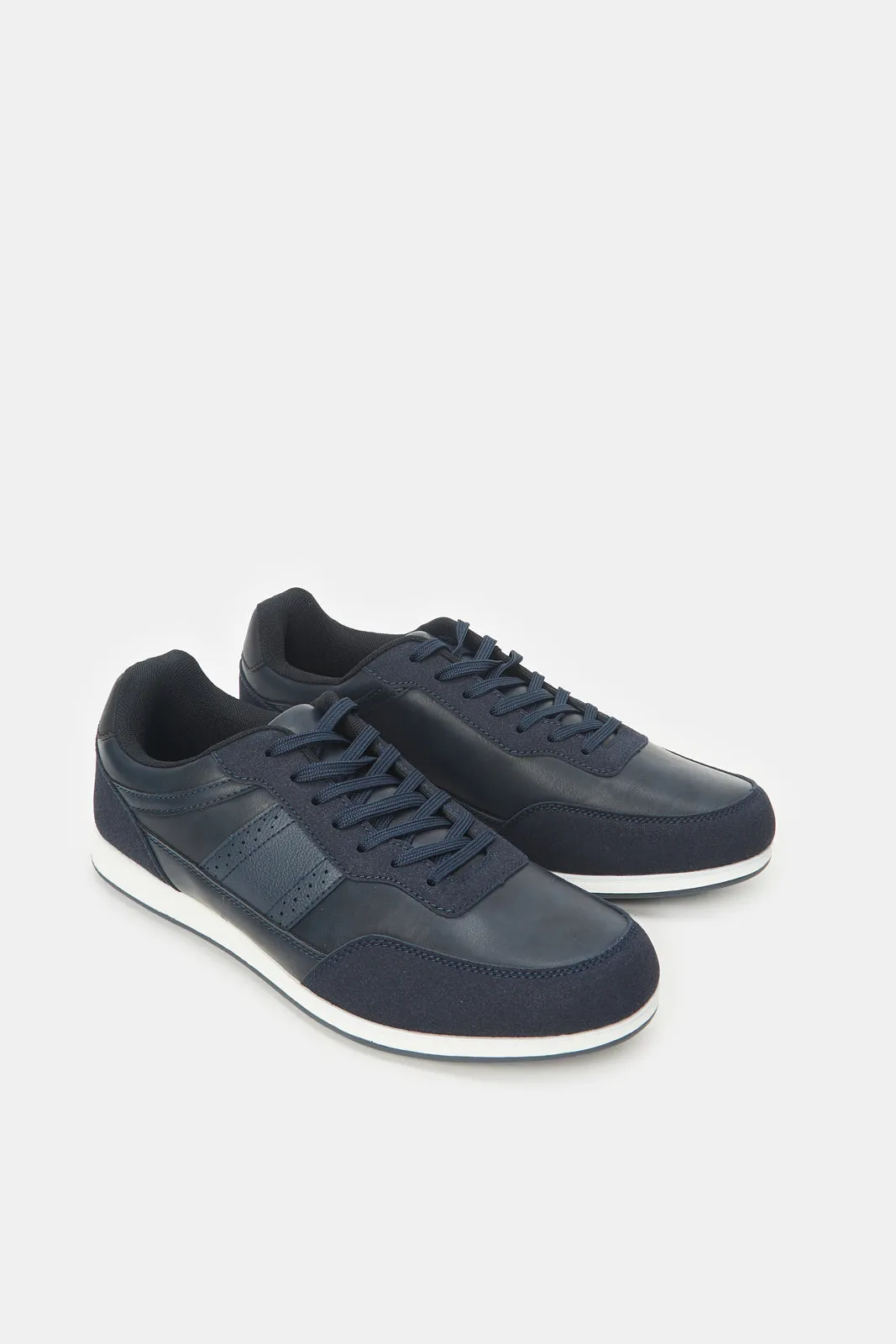 Herren Navy Material Block Sneakers