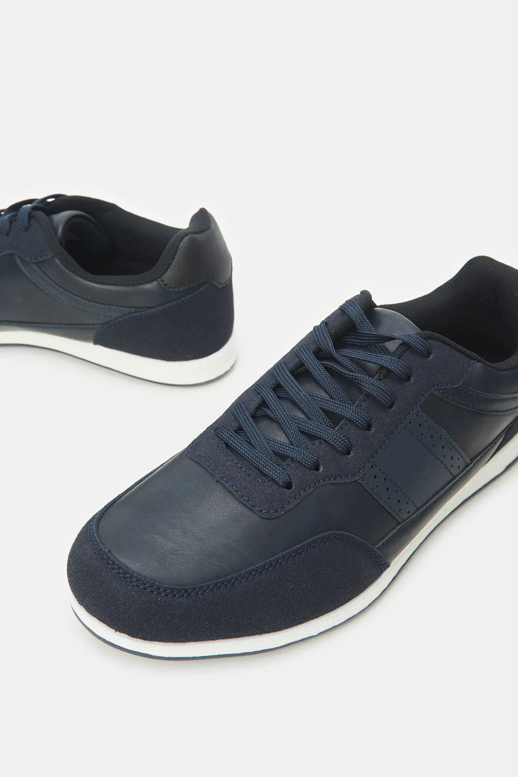 Herren Navy Material Block Sneakers