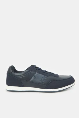 Herren Navy Material Block Sneakers