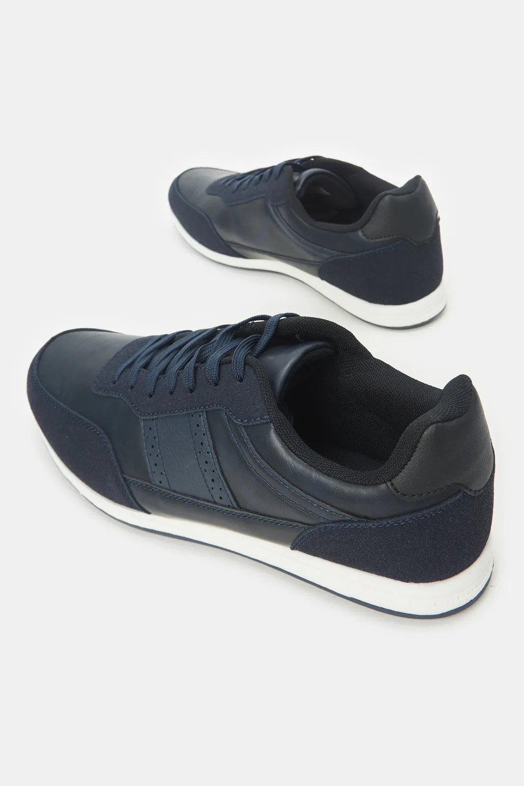 Herren Navy Material Block Sneakers
