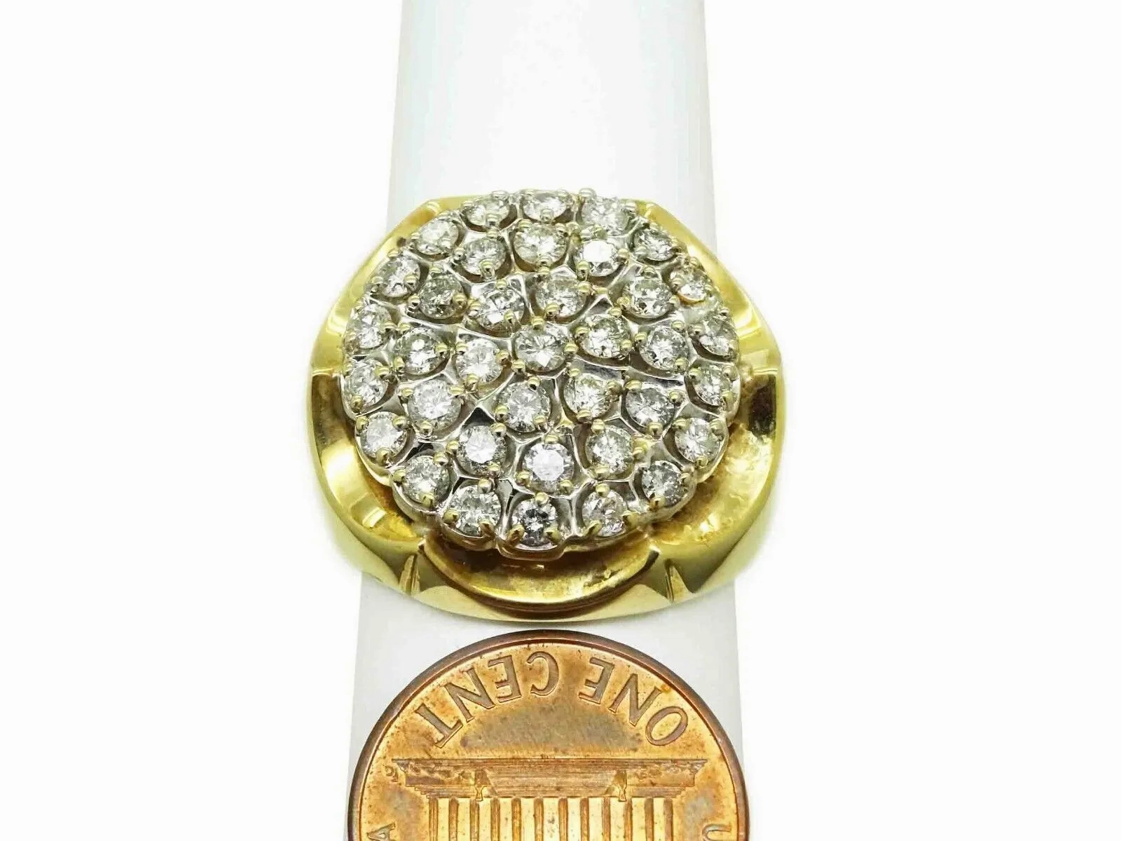 Men's 2.00ct tw Diamond Cluster Cocktail Filigree Ring 14k Gold Size 10