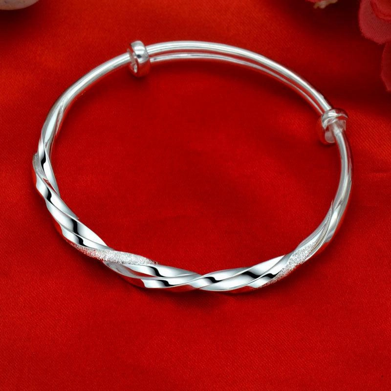 Men's And Women's Fashion Personalized Twist Sterling Silver Bracelets 