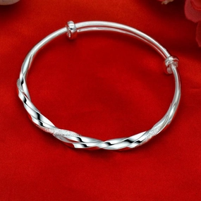 Men's And Women's Fashion Personalized Twist Sterling Silver Bracelets 